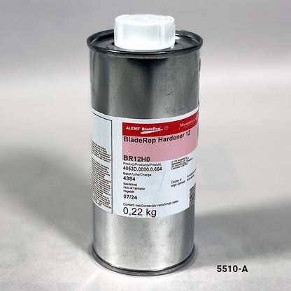 Metal can with a label on a gray background