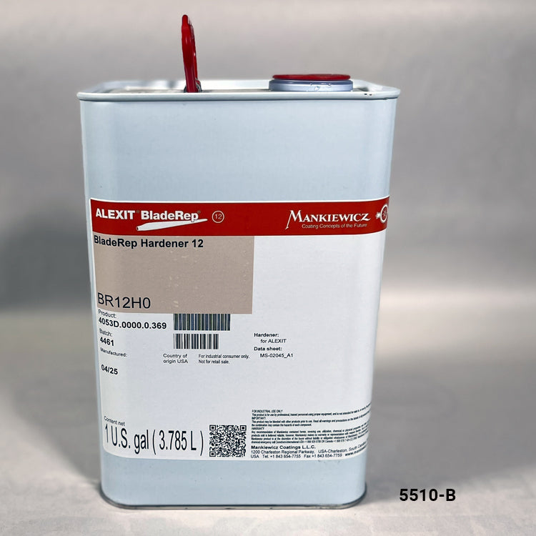 Can of Mankiewicz BladeRep Hardener 12 on a gray background
