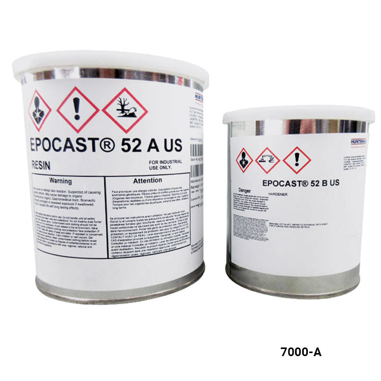 Two containers labeled 'EPOCAST 52 A US' and 'EPOCAST 52 B US' with hazard symbols on a white background.