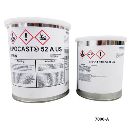 Two containers labeled 'EPOCAST 52 A US' and 'EPOCAST 52 B US' with hazard symbols on a white background.