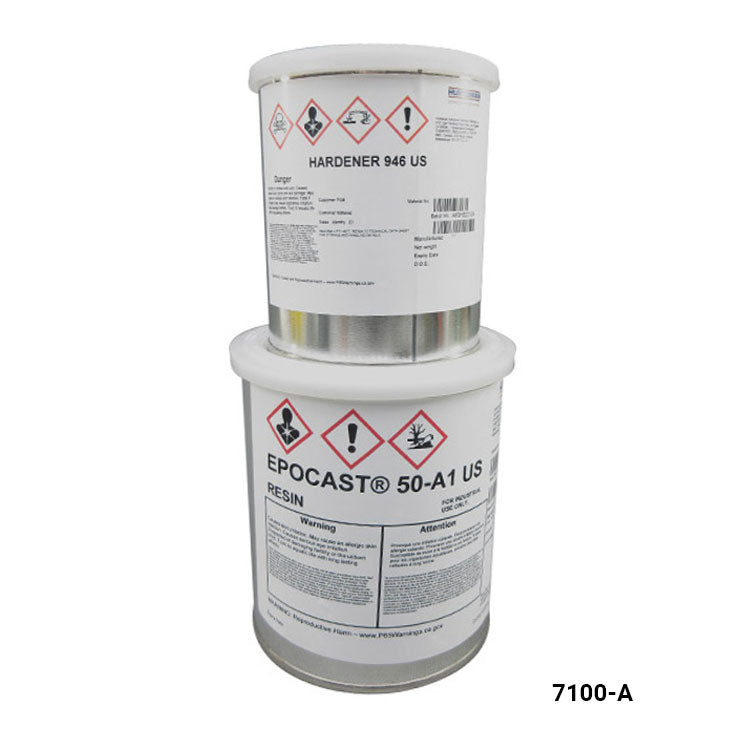 Two cylindrical containers labeled 'EPOCAST 50-A1 US' and 'Hardener 946 US' on a white background.