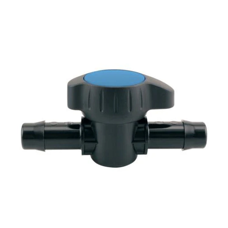 Black valve with a blue cap on a white background