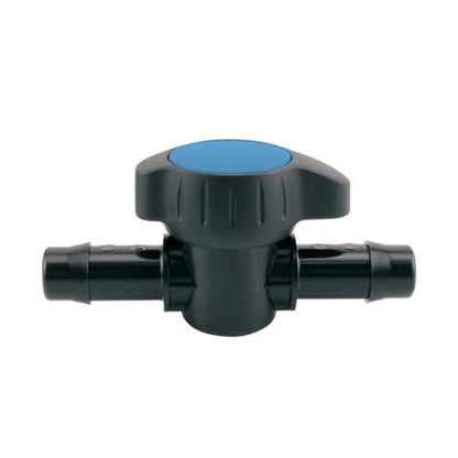 Black valve with a blue cap on a white background